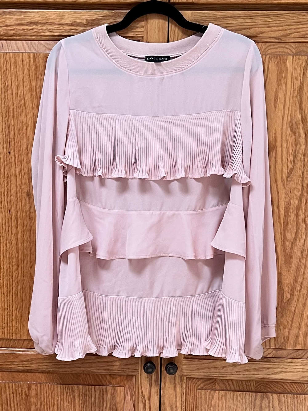 Lane Bryant Soft Blush Layered Ruffle Long-Sleeve Top, EUC, Size 14/16